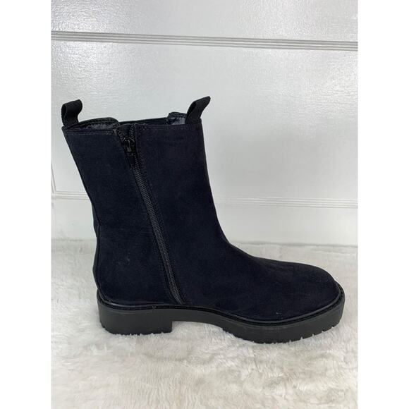 Time & Tru Womens Black Faux Suede chelsea Ankle Boots Size 10 With Side Zipper - Picture 5 of 9